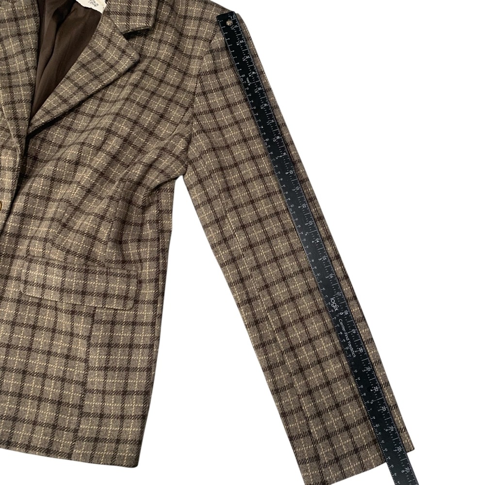 Altar'd State Plaid Blazer Jacket Brown‎ Tan Women's Medium New With Tags - Picture 9 of 10
